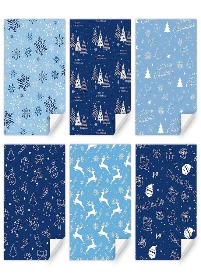 Geluode Blue Christmas Wrapping Paper for Boys Girls Kids, Snowman Snowflakes Xmas Tree Deer Gift Wrap Paper 6 Sheets Folded Flat 20x28 inches per Sheet for New Year Xmas Winter Holiday - Image 3